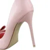 2022 Fetish Women 10cm Sapatos de Salto Alto Scarpins Laço Sweet Kawaii Saltos Sapatos Lady Dedo Apontado Fetish Candy Colors Sapatos Azuis G220516