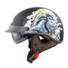 Retro Harley Brim Motorcykelhjälm med vindspegel halv ansikte motorcykel Crash Moto Helmet Casco