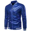 Men039s Vestes Hommes Mâle Paillettes Élégant Mince À Manches Longues Veste De Baseball Manteau Zipper Fête De Mariage Tuxedo Costume Nuit Clubwear1412283