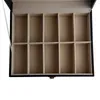 Titta på rutor Fall YCys-Timetop Display Case Jewelry Collection Storage Organizer PU Box 10 Grid Deli22