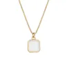 Boho Simple Metal квадратный белый подвесной ожерелье Женщины Золотые коробки Цепь Клавиля
