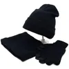 Berretti Cappello invernale Sciarpa Guanto Set 3 pezzi per uomo e donna Outdoor lavorato a maglia caldo addensato Skullies Beanie Guanti SetBerets