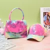 Hot Selling Large Shining Tie Die Hats and Purses Handbags Sets New York Baseball Bucket Hat and Purse Set for Women