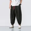 Zomer Stijl Harem Broek Mannen Chinees Casual Losse Katoen Linnen Sweatpants Jogger Streetwear Broek ABZ397 220330