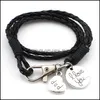 Шармовые браслеты украшения Новый винтажный Mtilayer Woven I Love You Bulecle Bracelet PU