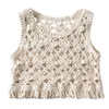 Women's Tanks & Camis Women Crochet Sleeveless Crop Tank Top Hollow Knit Plaid Floral Sweater Vest 101AWomen's