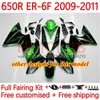 Zestaw Fairings dla Kawasaki Ninja 650R ER 6 F 650 650 R Body ER6 F ER6F 09 10 11 Bodywork 17no.21 ER-6 F ER 6F 650-R 09-11