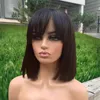 Straight Bob Wig with Bangs Bone Human Hair s for Women Full Machine Made s Fringe 816 Inches 22060943043524829127