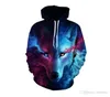 3D-Kapuzenpullover für Herren und Damen, lässige Sweatshirts, Weltraum-Galaxie, Wolf, Löwe, Aufdruck, Hoodie, Universum, Sternenhimmel, Grafik, Unisex-Pullover