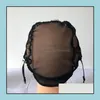 ウィッグキャップヘアアクセサリーツール製品レースウィッグを作るためのメッシュUパートキャップブラック調整可能なヘアネット織りネット10pcsドロップ配信2021