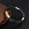 Handmade Gemstone Layered Braided Leather Bracelets for Men Link Chain Strand Fashion Magnetic Clasp Black Cord Vintage Wrist Band Rope Cuff Bangle Jewelry