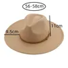 vrouwen hoeden winter grote rand 9,5 cm solide band riem fedora hoed kaki zwarte outdoor cowboy jazz caps hoeden voor mannen sombreros de mujer 220517