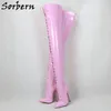 Sorbern Rosa Brilhante 90cm Crotch Botas Altas Botas Unisex 18cm ESPECIAL ARCH ARCH APENAS POQUES