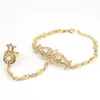 Charm Bracelets Sunspicems 2022 Morocco Women Bracelet Link Ring Flower Chain Gold Color Crystal Wedding Jewelry Bridal GiftCharm BraceletsC