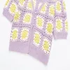 Tricots pour femmes Tees Vêtements féminins Mode Vintage Cutout Crochet Manteau Bouton Col V Vestes à manches courtes pour femmes 2022Women's
