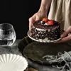 ムジティセラミックデザートプレート花の形の磁器ケーキまたはスナック料理220307