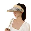 Wide Brim Hats Women Summer Empty Top Suncap Foldable Beach Sun Visor Hat Big UV Protection Unisex Shady Magic Tape Casual Cap VisorsWide