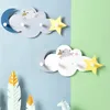 Ganchos, rieles autoadhesivos, 4 ropa de madera, colgador de luna y estrella, colgador de llaves montado en la pared, gancho para abrigos, accesorios decorativos para habitación de niños, ganchos L1