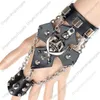 Punk Leather Palm Chain Nonstream Rock DJ Performance Kill Matt Pointed Nail Ring Skelett Läderarmband