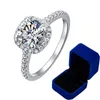 クラスターリング 100% ラボモアッサナイト婚約指輪 1-3 ラウンドブリリアントダイヤモンドスクエアドリーム結婚指輪エタニティボックス付き