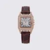 Armbandsur Fashion Square Quartz Retro Rhinestone Dial Casual Wrist Watches Leather Strap Fashionable Clock Waterproof Artwatch för Wome