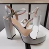 Fashion Platform Sandals Women Summer New Leather Designer Thick High Heel Open toe Party Dress Shoes Metal Buckle Size 34-42