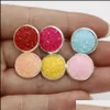 Stud Earrings Jewelry 12Mm Druzy Stone Bling Drusy Resin Sier For Women Ladies Fashion Handmade In Bk Drop Delivery 2021 Xkedw