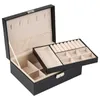 Boxes Multi-Function PU Leather Double-Layer Wooden Holder Gift Box Velvet Large volume Jewelry Storage Box