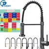 Matte Black Pull Down Kitchen Faucet Golden Mixer 360 Rotation Dual Modes Cold Water Tap Deck Mounted 220401