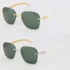 New Designer Metal Rimless Original White Genuine Natural Horn Sunglasses Diamond cut Lens Fashion with C Decoration Sun glasses 18K Gold Frames Size:61-18-140MM