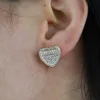 Stud High Quality Iced Out Bling 5A Cubic Zircoina Heart Shaped Screw Back Earring For Women Men Hip Hop Charm Geometric JewelryStud