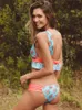 Badkläder damtryck Tvådelat set Bikini Sommar volanger Dam Push Up Beachwear Baddräkt Biqiuni Baddräkt Dam Dam