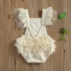 Citgeett zomer geboren babymeisjes mode fly mouw kant romper stijlvolle bloem romper kinderen meisjes 220525