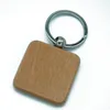 20pcs Blank Round Rectangle Wooden Key Chain DIY Promotion Pendant Wood Keychain Keyring Tags Promotional Gifts 220516