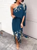 Casual Dresses Plant Print Summer For Women One Shoulder Boho Long Dress Vestidos De MujerCasual