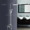 Badezimmer-Duschsets, poliertes Chrom-Wasserhahn-Set, Doppelgriff, 8-Zoll-Regensystem mit Wannenauslauf, Handbrause, KCY353Bathroom