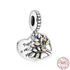 Ciondolo ciondolante in argento sterling 925 con ali d'angelo cigno d'amore a forma di cuore con perline Pandora Charms braccialetto accessori per gioielli fai da te