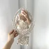 Speglar nordiska cutelife silver plast vintage dekorativ spegel liten rund make-up sovrum ins bord rum stående glas spegelirrors