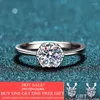 Cluster Rings Silver 925 Original Round Brilliant Cut 6 1 CT Moissanite Engagement Ring Diamond Test Past D Color Gemstone Wedding Ringsclus