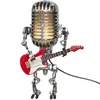 Microphone Robot Lampe Vintage Metal Touch Dimmer Table LED Guitar Bureau Solar Light 2205254666197