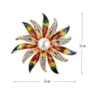 Pearl Rhinestone Sunflower Brooches Metal Flower Brooch Pins Scarf Buckle Gift Women Jewelry