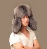 Berets Men Fur Bomber Hats Of Natural & Raccoon With Earflaps Black Silver Leifeng Caps For Male M101