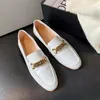 Sandaler Spring Autumn 2022 Kvinnor Flats Cow Leather Slip On Simple Shoes Metal Buckle Loafers Style Low Heel Flat Size 41Sandals