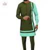 Aangepaste Afrikaanse mannen Traditionele kledingset Dashiki Ankara Pant Coat 2 -delige set lange mouw plus size tracksuit outfits wyn1181 220615