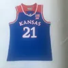 Szyte NCAA Kansas Jayshawks College Koszulki Koszykówka Joel 21 EBBID Vintage Paul 34 Pierce Jersey Blue Shirts S-2XL