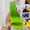 Sandals Famous Designer Women Summer Luxury Slippers Genuine Leather Solid Color Square Toe Fashion High Heels Slideshow Women Sexy Banquet Shoes Perfect Box 35-42
