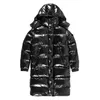 Français de luxe pour hommes de la veste à la veste longue étala parka couleur noire brillant pure sabot épaissis les vestes d'hiver