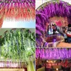 12pcs wisteria人工花を吊る花輪vine rattan偽の花の糸シルクフラワーホームガーデンウェディングデコレーション220527