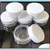 Witte bovenste 3G Travel Transparante ronde crème Pot Flessen L Jars Pots Container Clear Plastic monster voor nail art opslag druppel levering 2021 p
