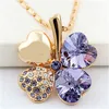 Mit Kristallen von Swarovski Vier Blattklee Halsketten angehender Herz mit 18K Gold plattiert Vintage Mode Schmuck für Frauen 900